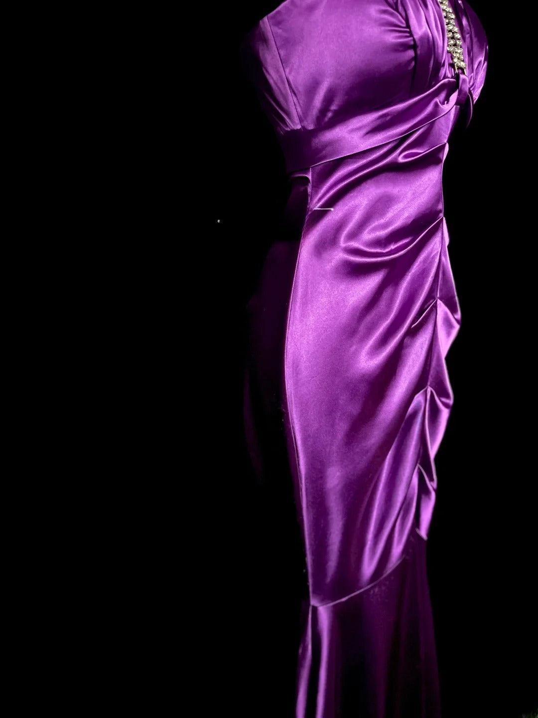 Gorgeous Mermaid Halter Purple Satin Retro Themed Prom Outfits 90s Y2K Evening Dress Long Prom Dresses MP1236