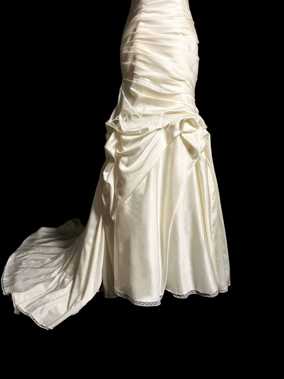 Vintage Mermaid 70s Sweetheart Taffeta Ivory With Ruffled Court Train Princess Bridal Gowns Wedding Dresses MP1430