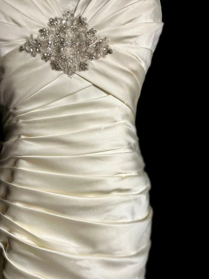 Vintage Mermaid 70s Sweetheart Taffeta Ivory With Ruffled Court Train Princess Bridal Gowns Wedding Dresses MP1430