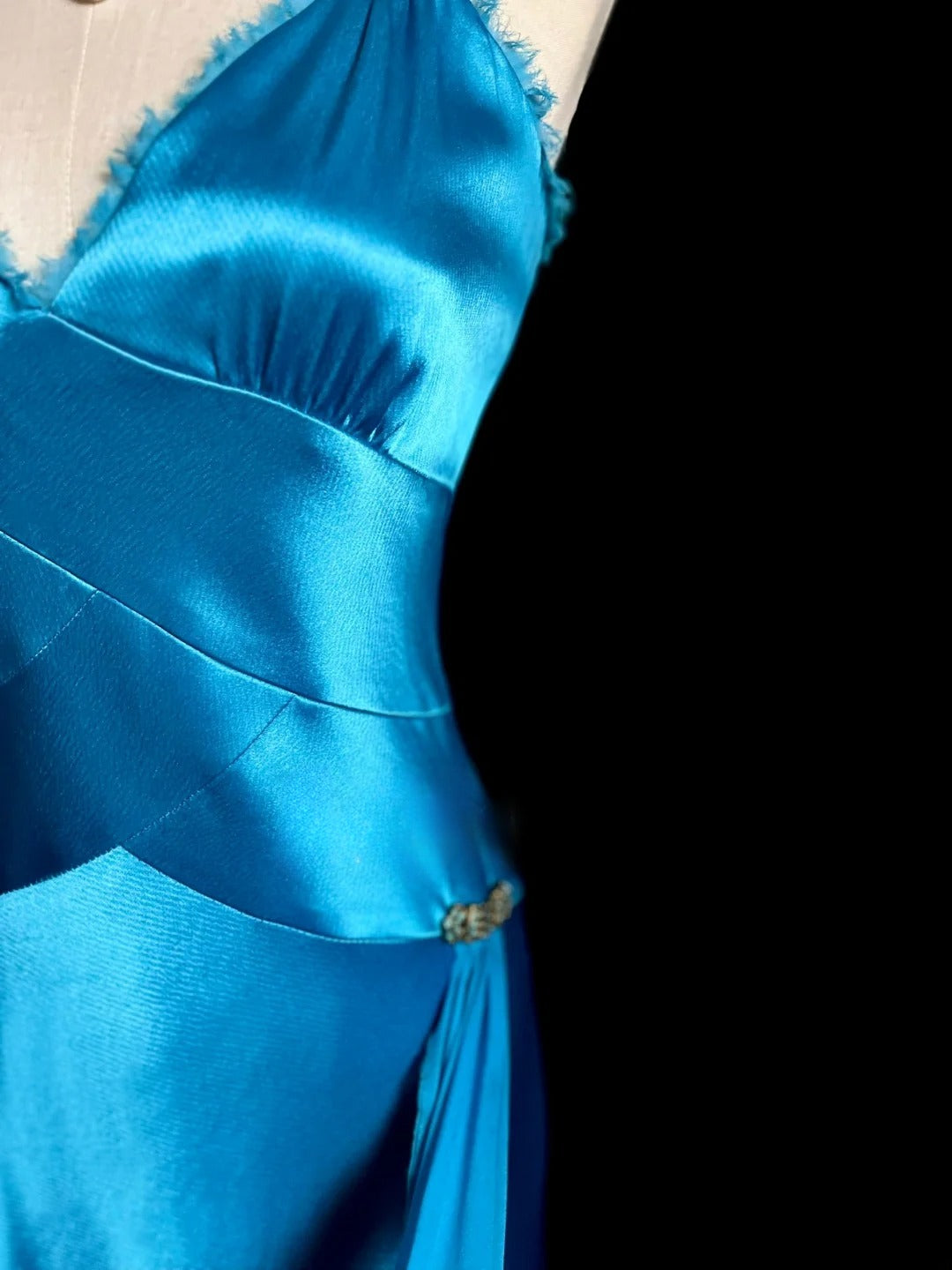 Fashionable A line V Neck Blue Midi Length Retro Themed Prom Outfits 90s Y2K Evening Dress Formal Dresses MP1432