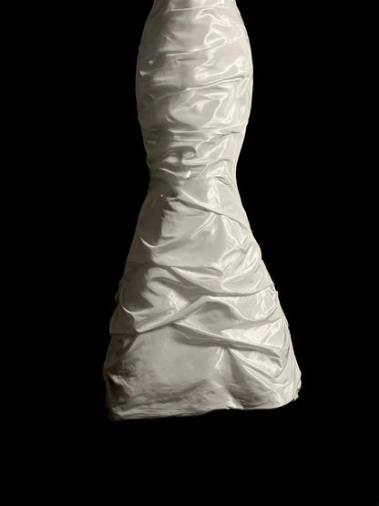 Vintage Mermaid Strapless 80s Ivory With Buttons Floor Length Bridal Gowns Summer Wedding Dresses MP1433
