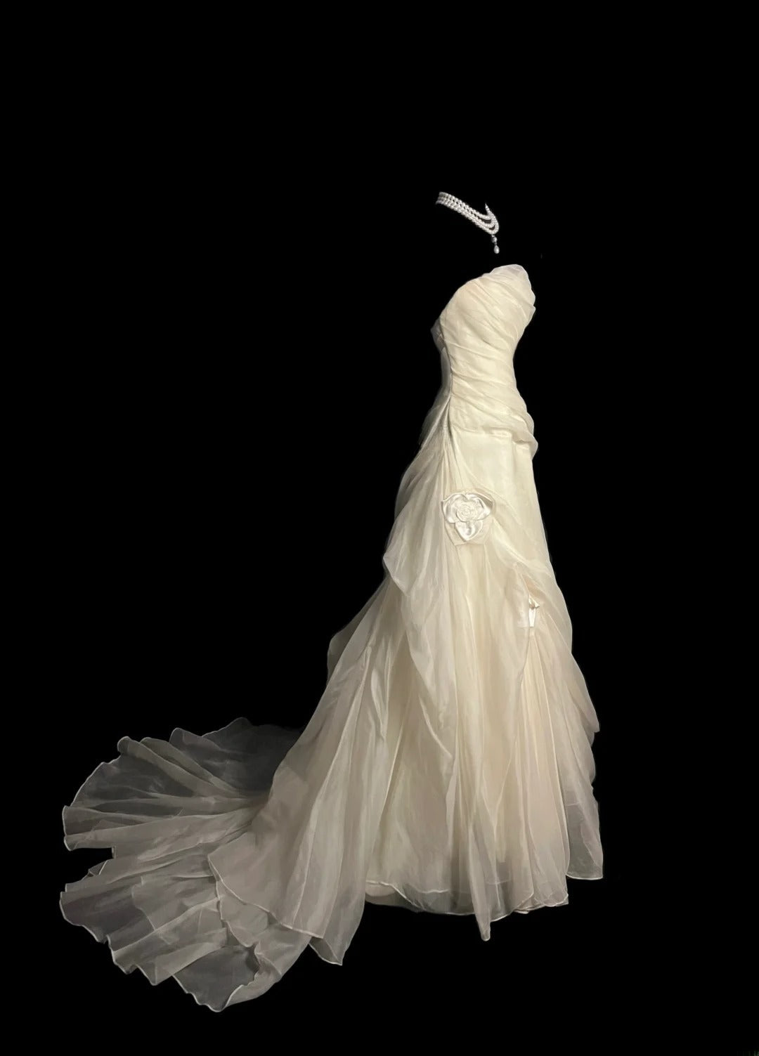Vintage Mermaid Strapless 1980s Ivory With Ruffled Floor Length Bridal Gowns Summer Wedding Dresses MP1434
