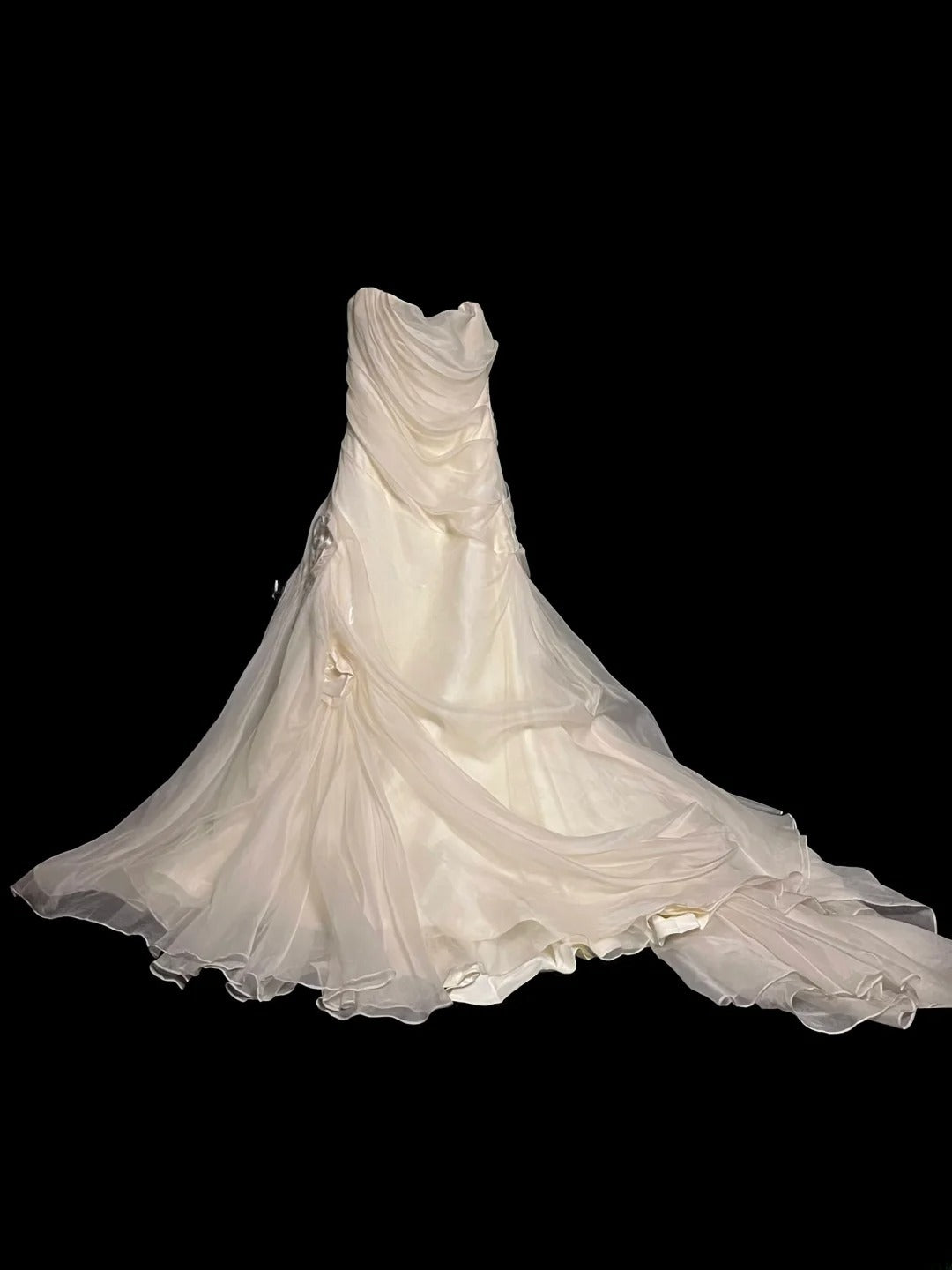 Vintage Mermaid Strapless 1980s Ivory With Ruffled Floor Length Bridal Gowns Summer Wedding Dresses MP1434