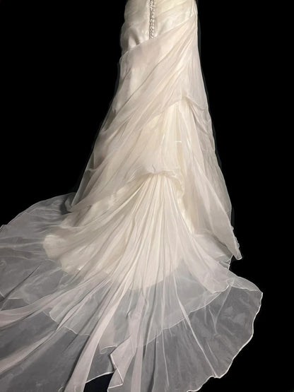 Vintage Mermaid Strapless 1980s Ivory With Ruffled Floor Length Bridal Gowns Summer Wedding Dresses MP1434