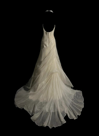 Vintage Mermaid Strapless 1980s Ivory With Ruffled Floor Length Bridal Gowns Summer Wedding Dresses MP1434