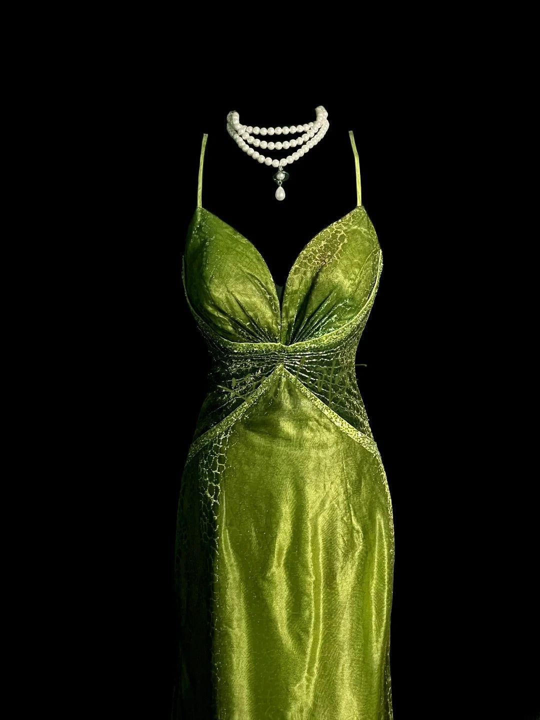 Vintage Mermaid Spaghetti Strap Green Retro Themed Prom Outfits 90s Y2K Evening Dress Formal Dresses MP1435