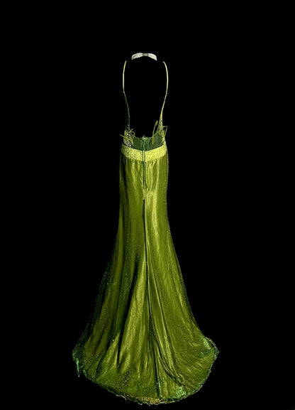 Vintage Mermaid Spaghetti Strap Green Retro Themed Prom Outfits 90s Y2K Evening Dress Formal Dresses MP1435