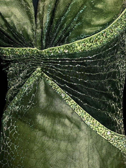 Vintage Mermaid Spaghetti Strap Green Retro Themed Prom Outfits 90s Y2K Evening Dress Formal Dresses MP1435