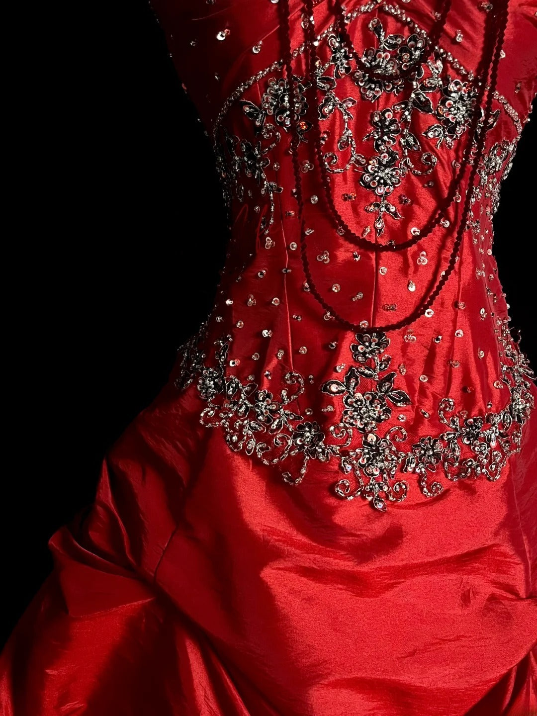 Vintage Ball Gown Sweetheart Red Taffeta Retro With Beaded Prom Outfits 90s Y2K Evening Dress Formal Dresses MP1436