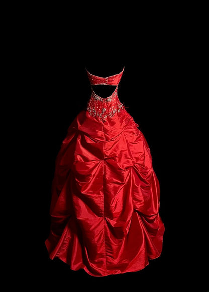 Vintage Ball Gown Sweetheart Red Taffeta Retro With Beaded Prom Outfits 90s Y2K Evening Dress Formal Dresses MP1436