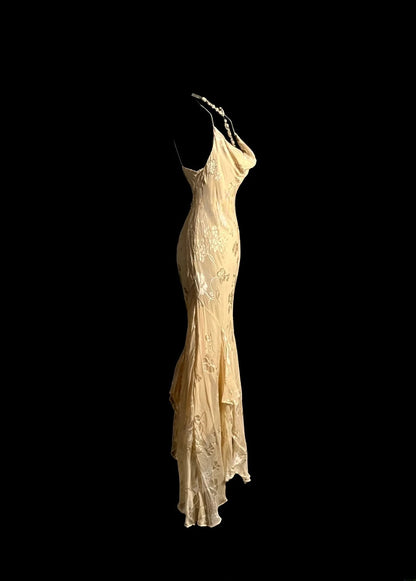 Elegant Prom Dresses Mermaid Spaghetti Strap Formal Dresses Vintage 90s Gold Evening Outfits MP1439