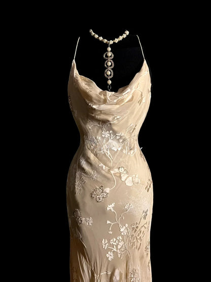 Elegant Prom Dresses Mermaid Spaghetti Strap Formal Dresses Vintage 90s Gold Evening Outfits MP1439