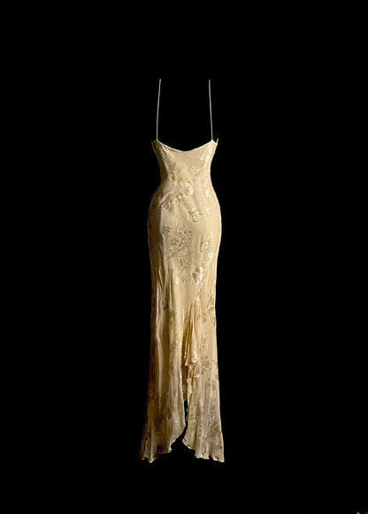 Elegant Prom Dresses Mermaid Spaghetti Strap Formal Dresses Vintage 90s Gold Evening Outfits MP1439
