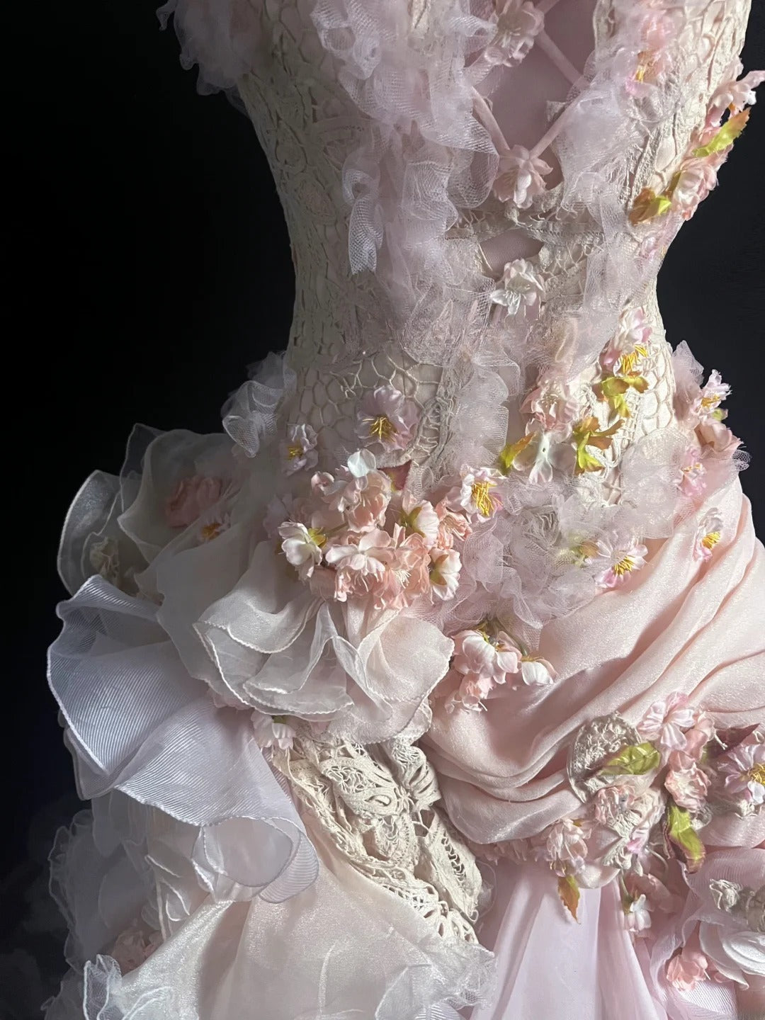 Fairy Tulle Prom Dresses Ball Gown Strapless Pink With Tiered Layers Retro Evening Dress Formal Outfits MP1440