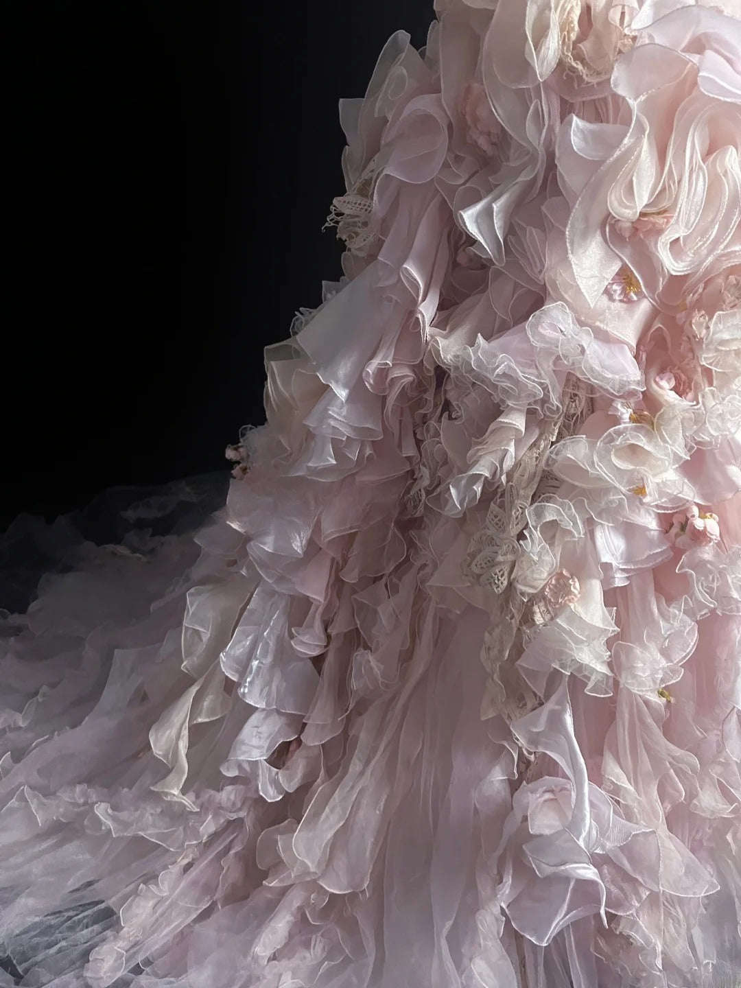 Fairy Tulle Prom Dresses Ball Gown Strapless Pink With Tiered Layers Retro Evening Dress Formal Outfits MP1440