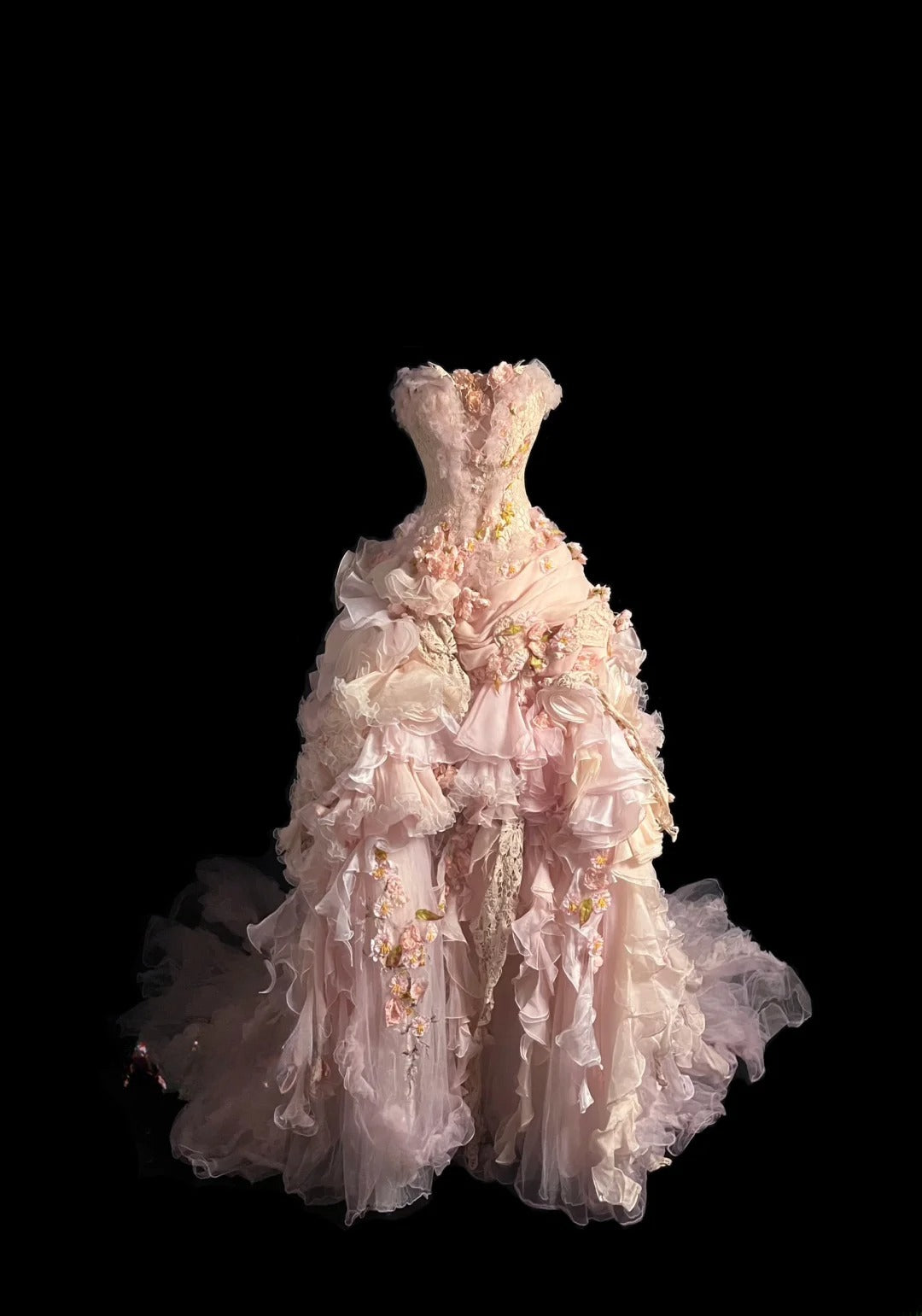 Fairy Tulle Prom Dresses Ball Gown Strapless Pink With Tiered Layers Retro Evening Dress Formal Outfits MP1440