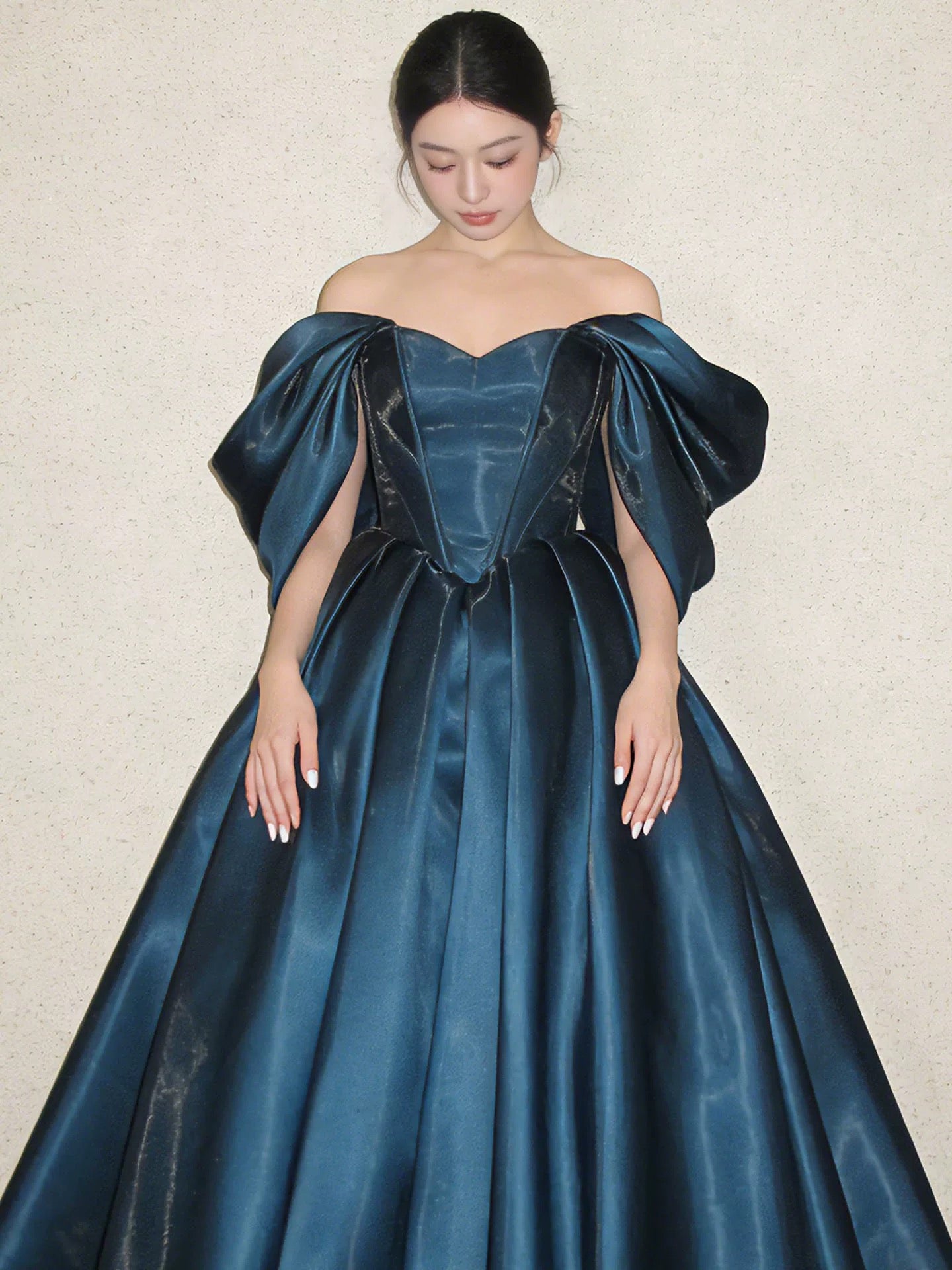 Classy Long Prom Dresses Ball Gown Off The Shoulder Organza Formal Dress Graduation Gowns MP281