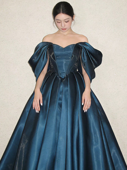 Classy Long Prom Dresses Ball Gown Off The Shoulder Organza Formal Dress Graduation Gowns MP281