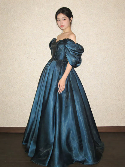 Classy Long Prom Dresses Ball Gown Off The Shoulder Organza Formal Dress Graduation Gowns MP281