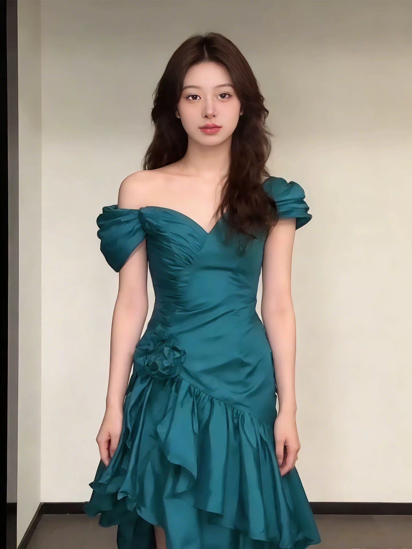 Chic Sheath Off The Shoulder Satin Short Sleeves Ideas For Women Homecoming Dresses Party Outfit MP284