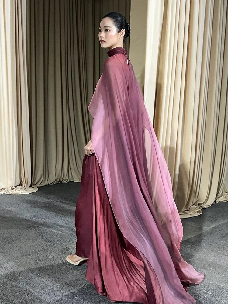 Classy Long Prom Dresses Mermaid Spaghetti Straps With Cape Formal Dress Graduation Gowns MP286