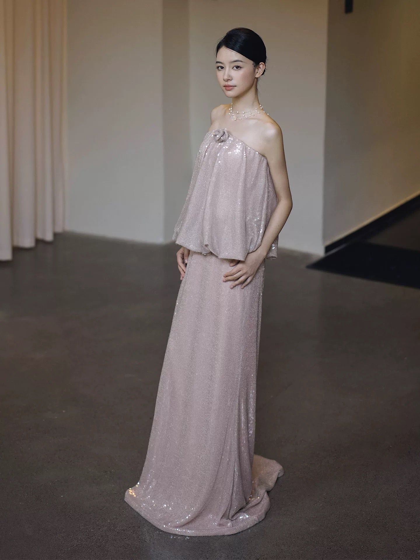 Robes de bal longues et brillantes, robes de soirée formelles à sequins roses, robes de remise de diplôme MP288