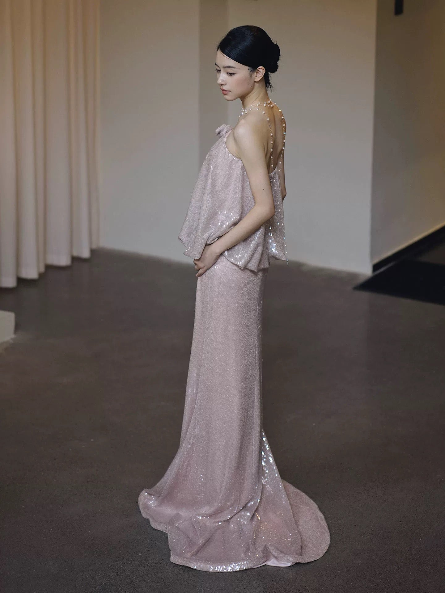 Robes de bal longues et brillantes, robes de soirée formelles à sequins roses, robes de remise de diplôme MP288