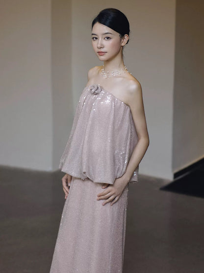 Robes de bal longues et brillantes, robes de soirée formelles à sequins roses, robes de remise de diplôme MP288
