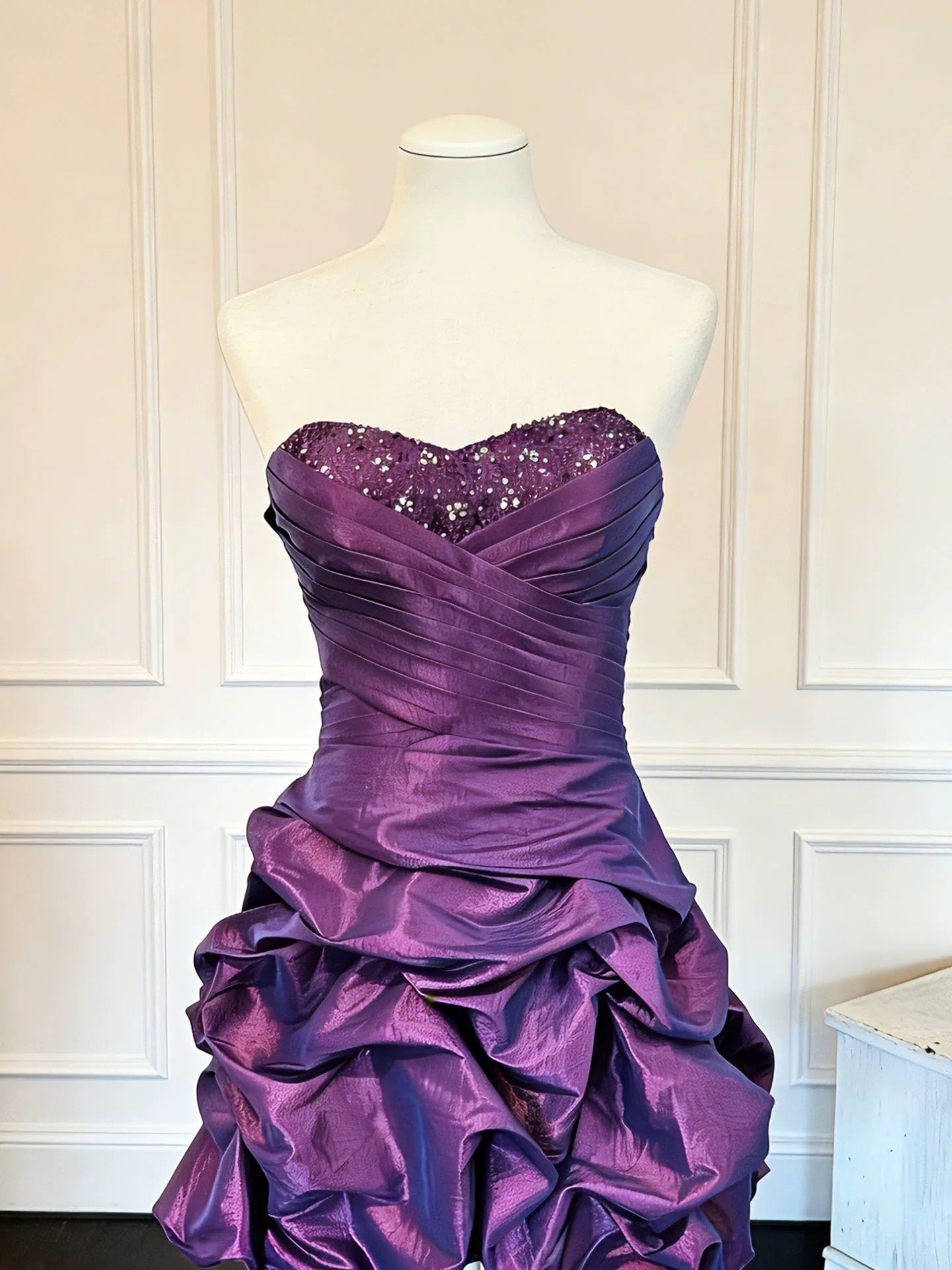 Scheide Sweetheart Traube Satin Kurzes Mini-Heimkehrkleid Party-Outfit MP295