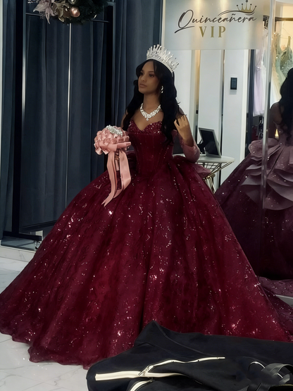 Modest Ball Gown Strapless Pink With Sequins Prom Dresses Sweet 16 Dress Graduation Gown MP522