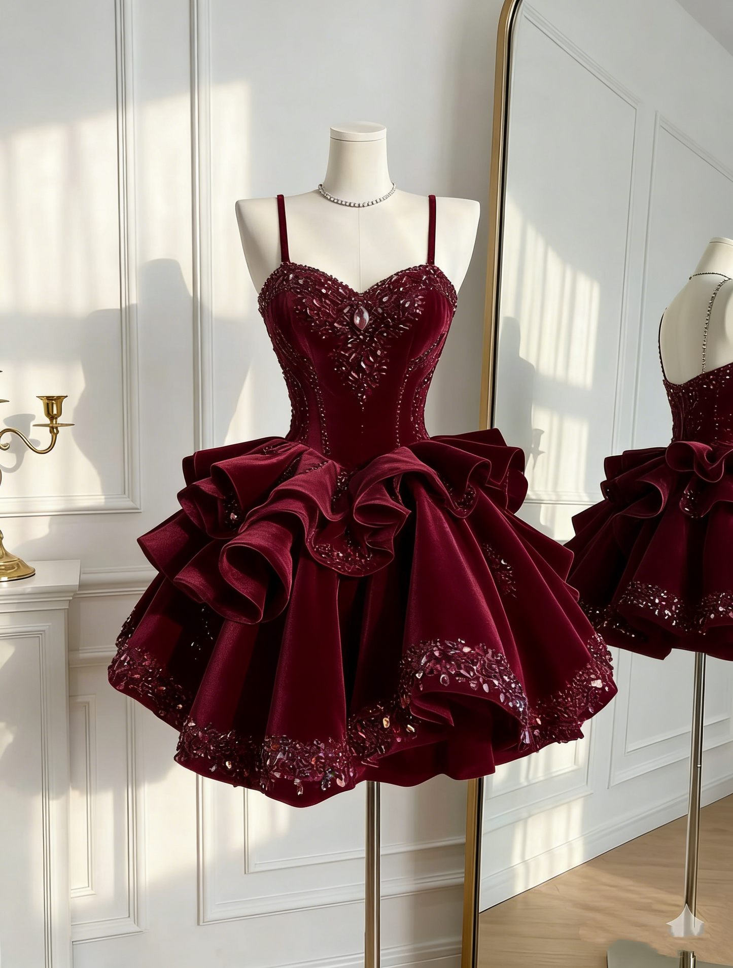 Süßes Ballkleid Spaghettiträger Rosa Tüll Mit Perlen Korsett Geburtstag Homecoming Partykleider MP549