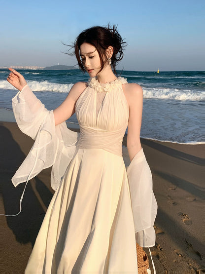 French Style A line Scoop White Chiffon Ideas For Women 18th Impress Summer Beach Prom Birthday Dresses Evening Night Outfit MP272