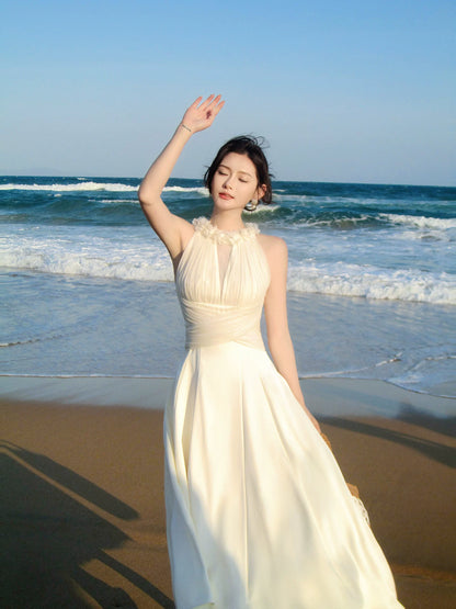 French Style A line Scoop White Chiffon Ideas For Women 18th Impress Summer Beach Prom Birthday Dresses Evening Night Outfit MP272