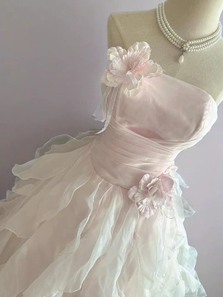 Robes de Quinceañera longues et mignonnes à plusieurs niveaux Robe de bal bustier en tulle rose MP124