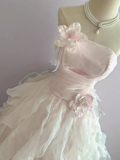 Robes de Quinceañera longues et mignonnes à plusieurs niveaux Robe de bal bustier en tulle rose MP124
