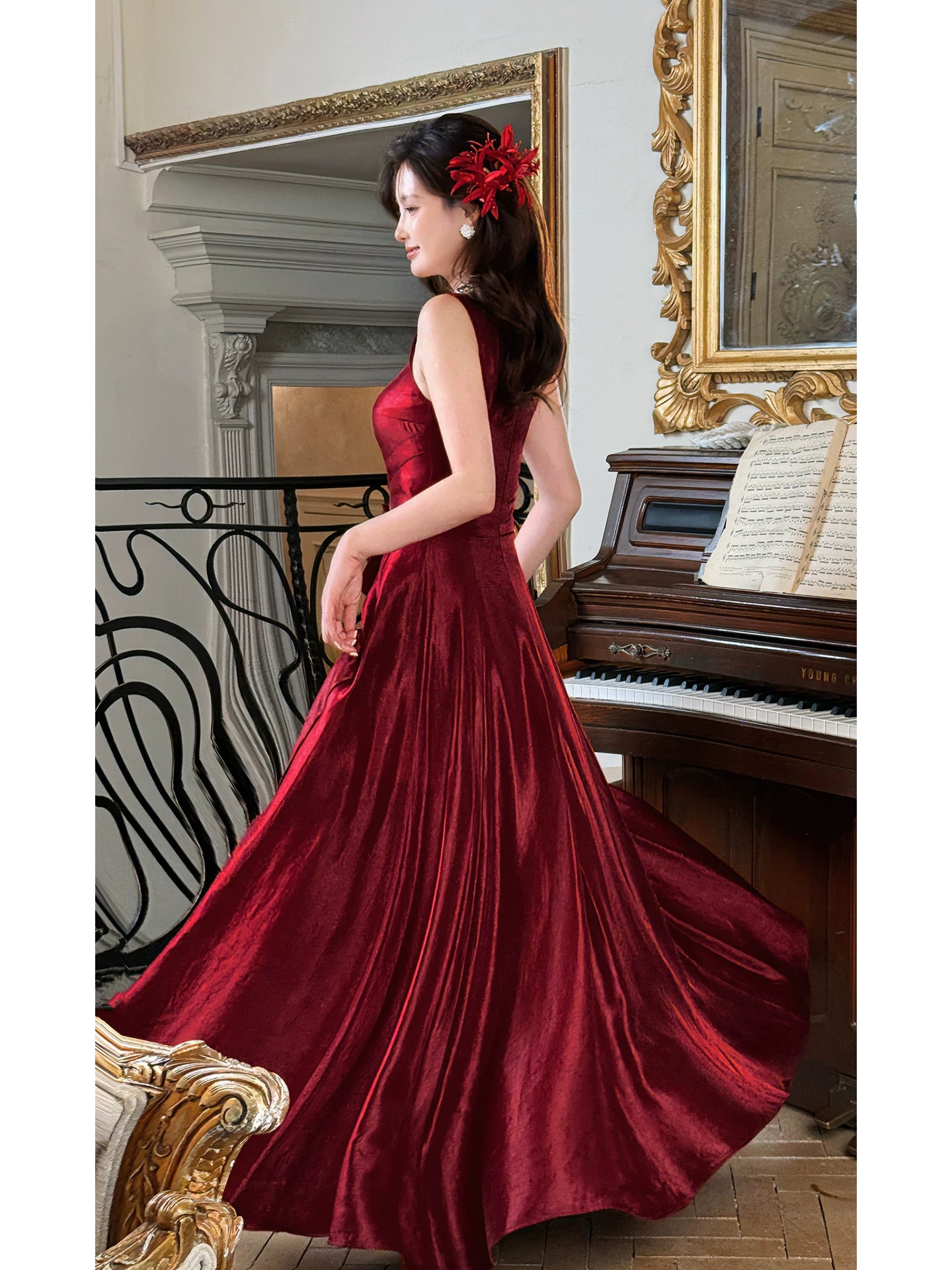 Charming A Line Square Neck Burgundy Mid Length Ideas For Women 21st Impress Birthday Dress Evening Night Outfit MP108