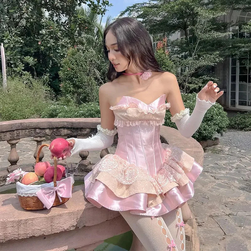 Modern Blush Pink Cocktail Ball Gown Sweetheart Formal Birthday Outfits Lace Homecoming Dresses MP569