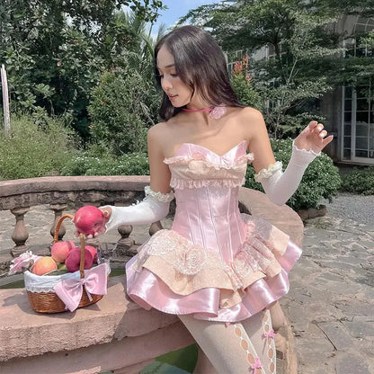 Modern Blush Pink Cocktail Ball Gown Sweetheart Formal Birthday Outfits Lace Homecoming Dresses MP569