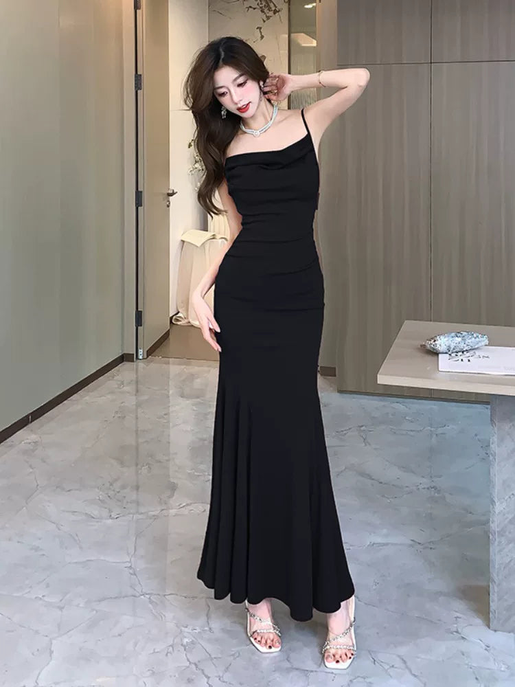 Robes de soirée simples sirène pour invitées de mariage avec fines bretelles, rouges, pour femmes, printemps, MP178