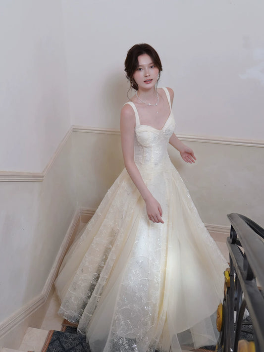 Sexy A Line Sweetheart Strap Lace Ivory Ideas For Women 21st Impress Birthday Dress Evening Night Outfit MP103