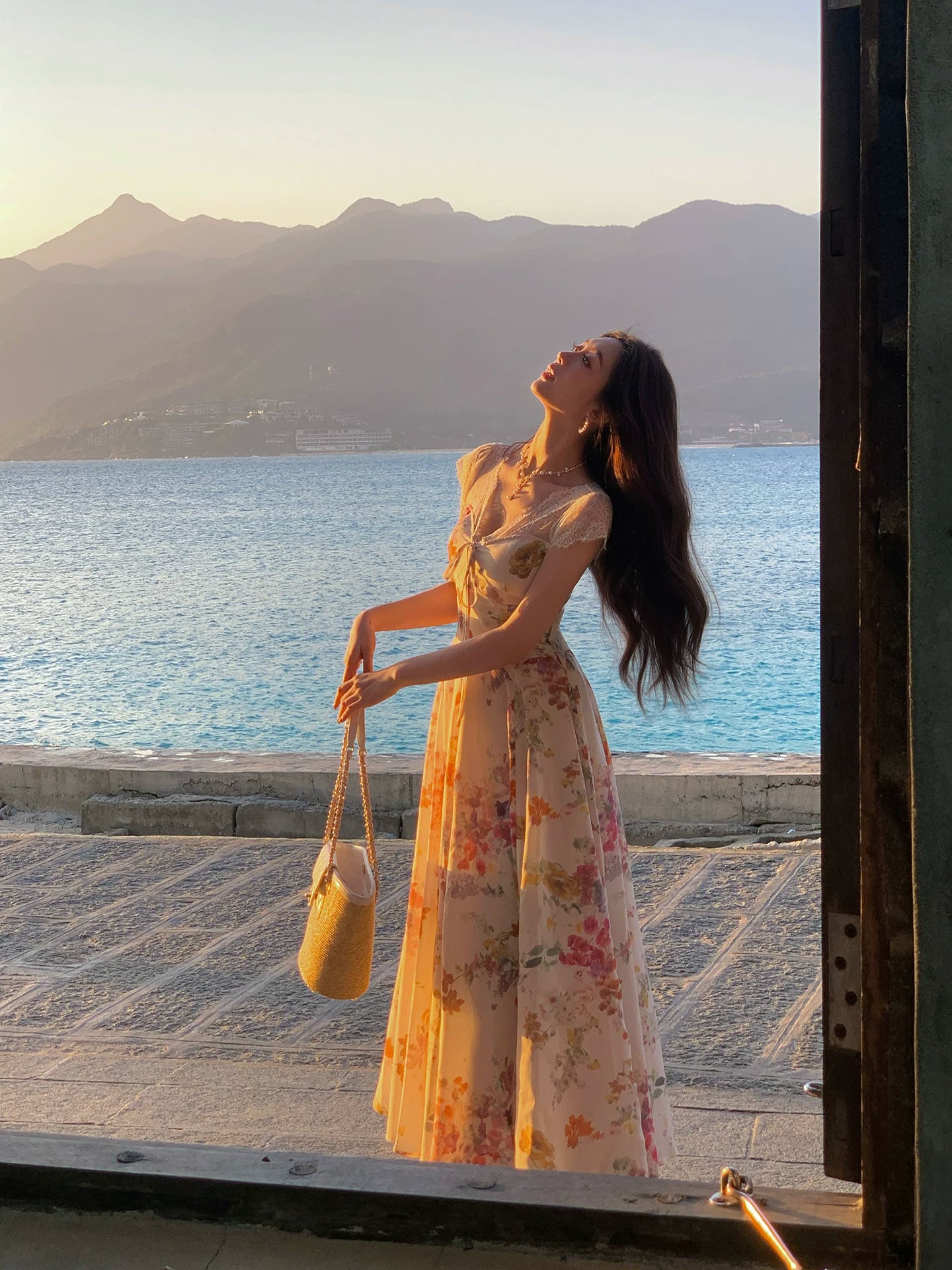 Französischer Stil A-Linie V-Ausschnitt Blumen Chiffon Ideen Für Damen 18. Beeindrucken Sommer Strand Abschlussball Geburtstagskleider Abendnacht Outfit MP274