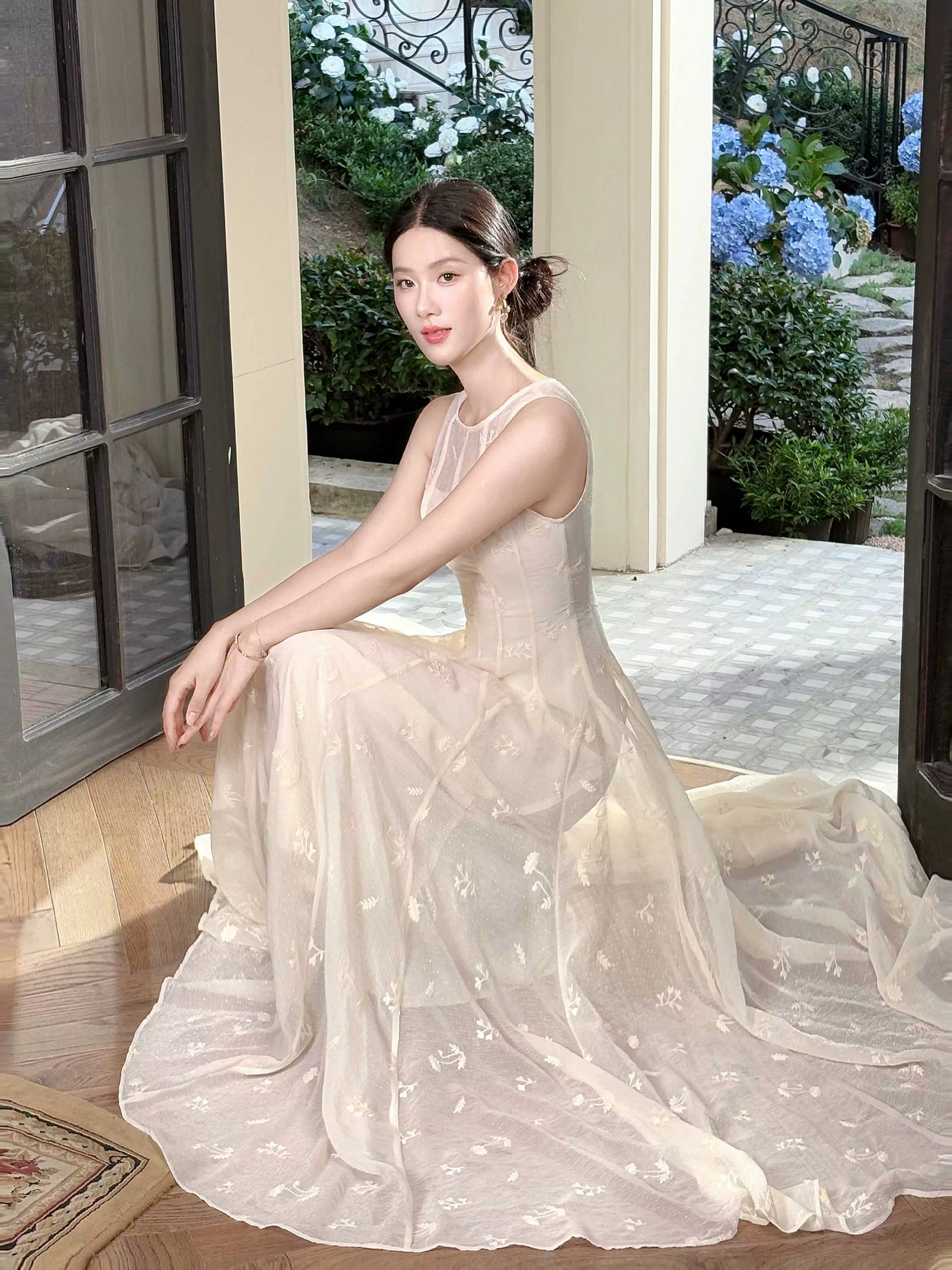 French Style Casual A line Scoop Ivory Lace Ankle Length Satin Ideas For Women 21st Impress Birthday Dress Evening Night Outfits MP135