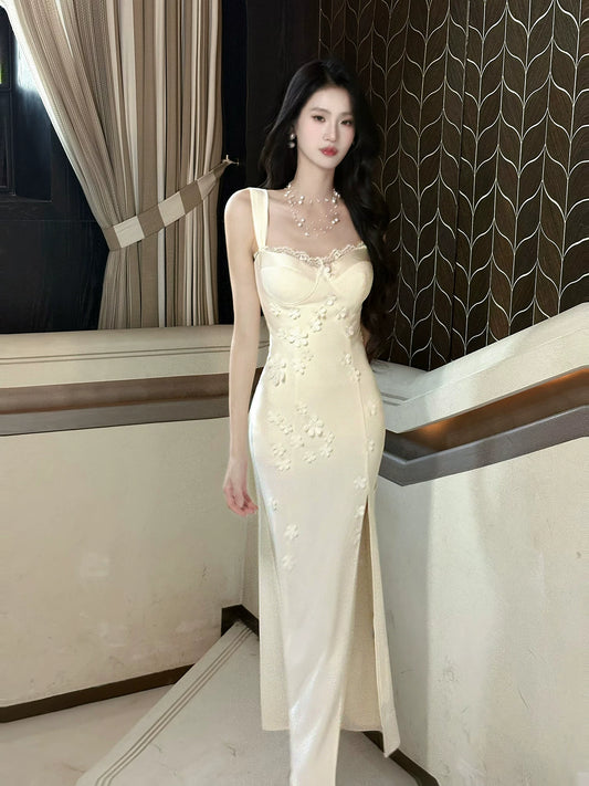 Elegant Sheath Sweetheart With Straps White Satin 18th Birthday Gown For Women Party Dresses Holiday Beach Outfits MP225
