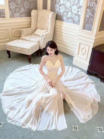 Modest A line French Style Spaghetti Strap Ivory With Lace Ideas For Women 18th Impress Birthday Dress Evening Night Outfit MP140