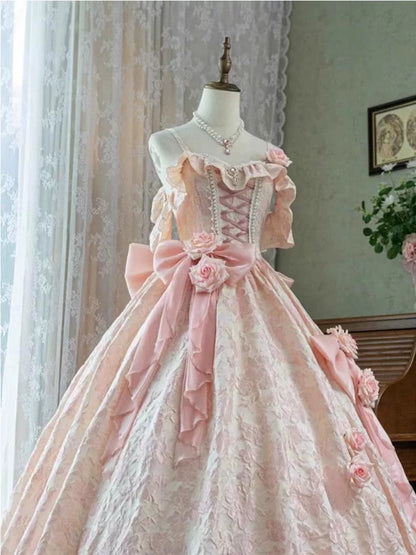 Adorables Robes de Quinceañera Longues à Volants, Robe de Bal à Bretelles Fines, Dentelle Bleue, Robe de Quince Rose MP150