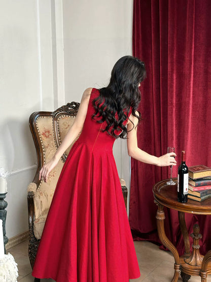 Sexy A Line Sweetheart Strap Red Satin Ideas For Women 21st Impress Birthday Dress Evening Night Outfit MP106