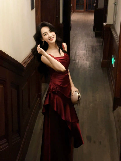 Sexy Mermaid Spaghetti Strap Burgundy Ideas For Women 21st Inspo Birthday Dress Prom Dresses MP095