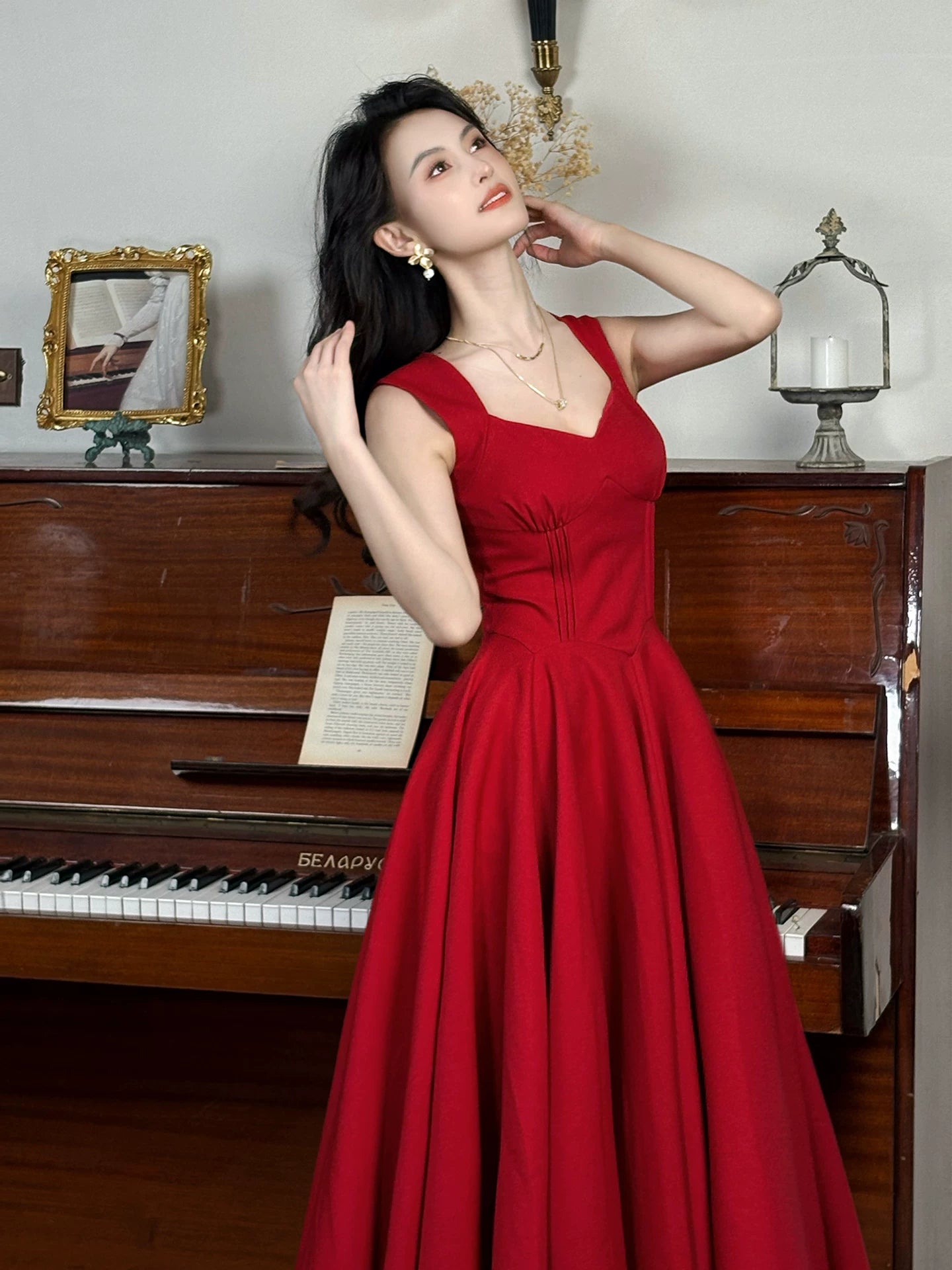 Sexy A Line Sweetheart Strap Red Satin Ideas For Women 21st Impress Birthday Dress Evening Night Outfit MP106
