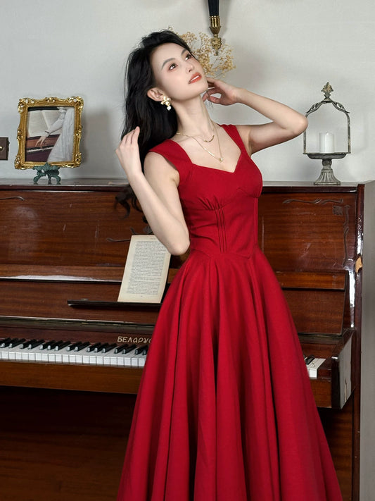 Sexy A Line Sweetheart Strap Red Satin Ideas For Women 21st Impress Birthday Dress Evening Night Outfit MP106