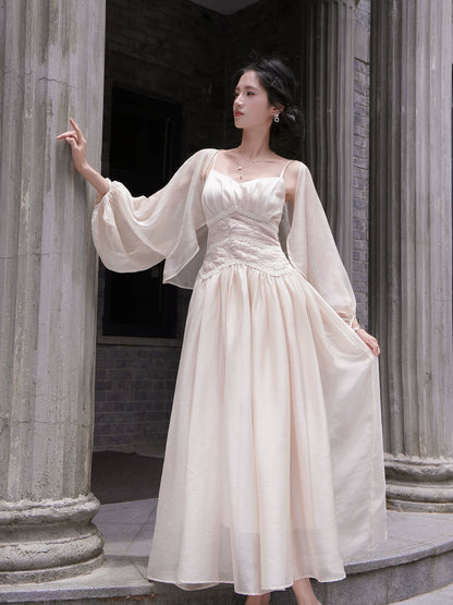 Simple A line French Style Spaghetti Strap Ivory Ideas For Women 18th Impress Birthday Dress Evening Night Outfit MP145